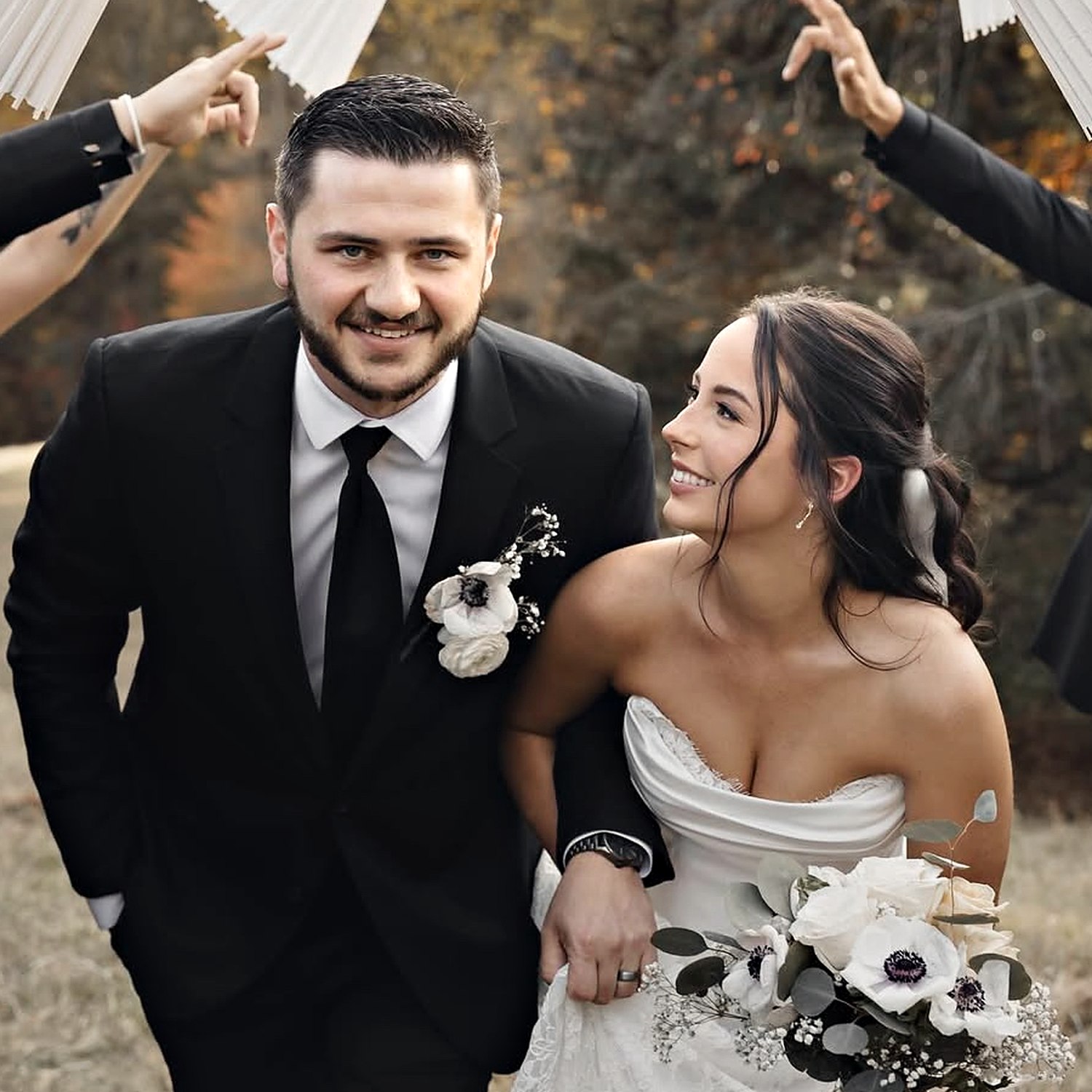 Bride in an archway on her wedding day